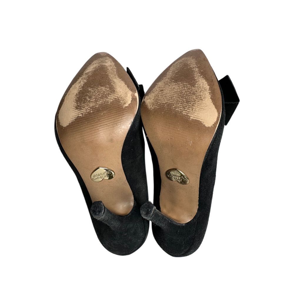 Betsey Johnson Black Suede Bow Pointed Toe Kitten Heel Pumps Classic Shoes - Picture 10 of 10